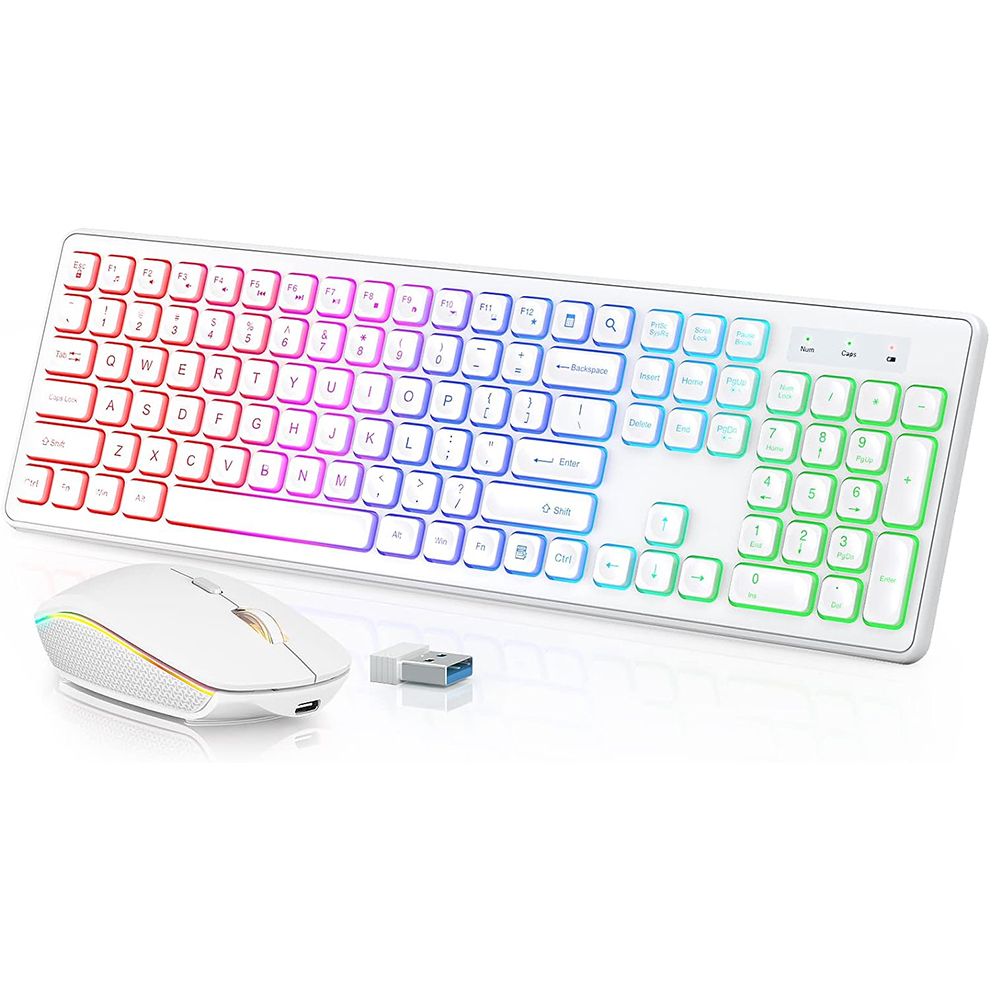 Gaming Keyboard Mouse Combo - Draadloos toetsenbord en muis met achtergrondverlichting,