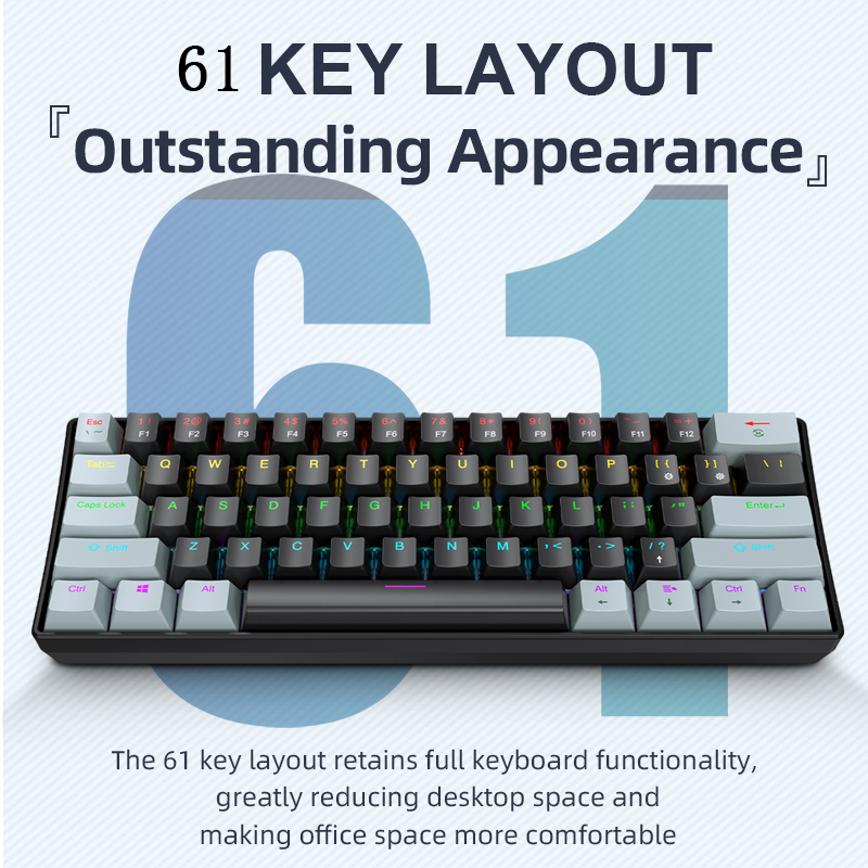 K61 Bedraad mechanisch gamingt - Gaming Keyboard Thocky recensie en prijs